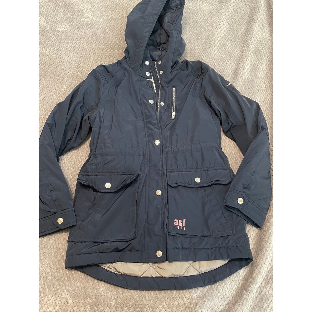 Abercrombie & Fitch Girls Hooded Parka Jacket - Navy Blue - size 11/12